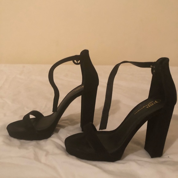 Shoes - Black Suede-Like Evening Heels